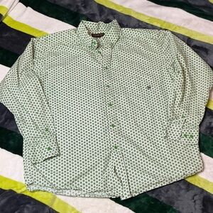 Ariat Men's Green Geometric Button Down Shirt Size XL